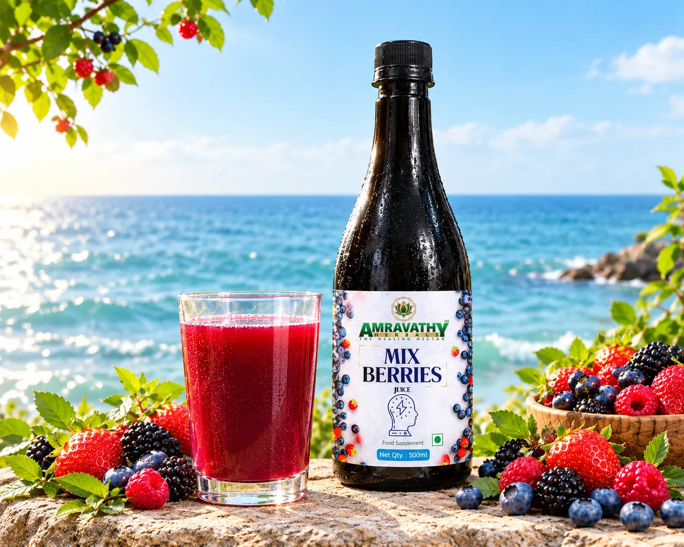 Mix Berries Juice 500ml | Antioxidant Rich Multi Berry Health Drink with Amla, Ginger & Beetroot