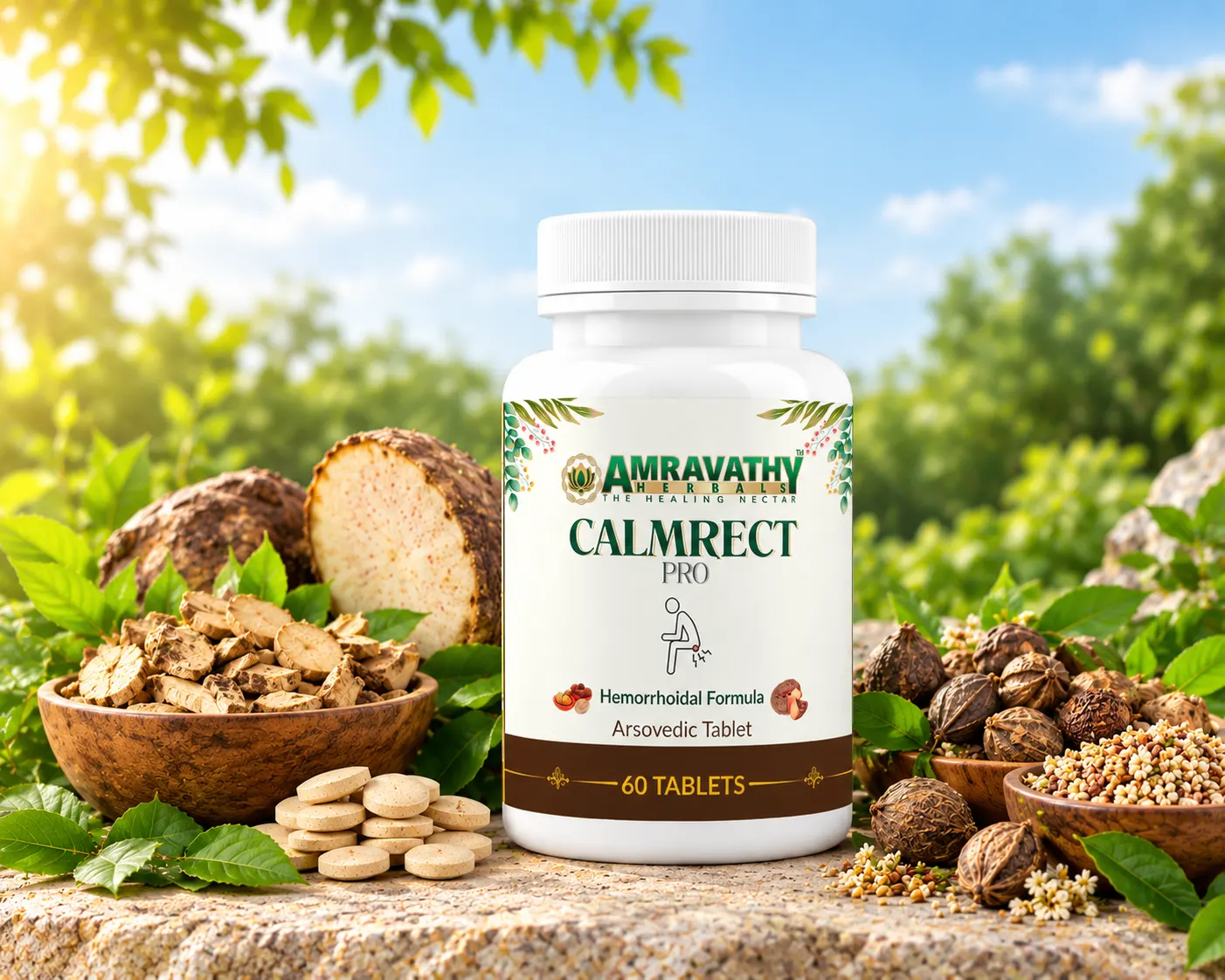 Calmrect Pro Tablets for Piles Relief | Ayurvedic Hemorrhoidal Formula | Improves Digestion & Constipation | 60 Tablets