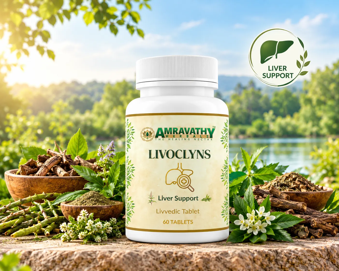 Livoclyns Liver Support Tablets – Ayurvedic Liver Detox & Hepatoprotective Formula (60 Tablets, 550mg)