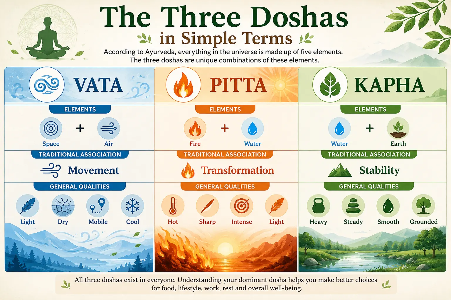 The Three Doshas in Simple Terms